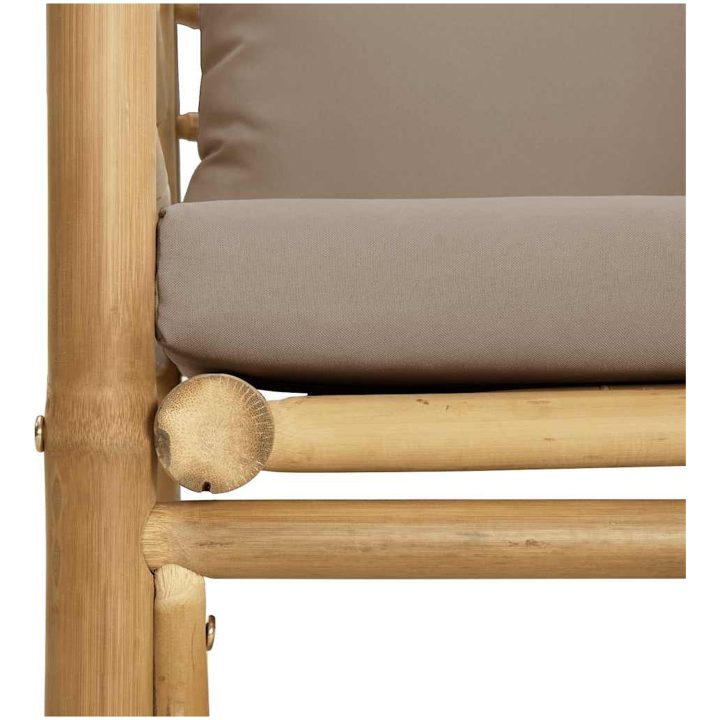 Soffa för trädgården med taupe dynor bambu vidaXL – bild 6