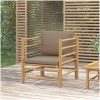 Soffa för trädgården med taupe dynor bambu vidaXL – miniatyr 1