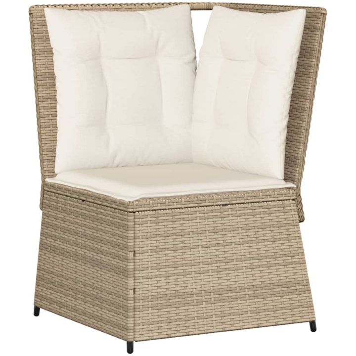 Soffa hörnsektion för trädgården med dynor beige konstrotting vidaXL – bild 2