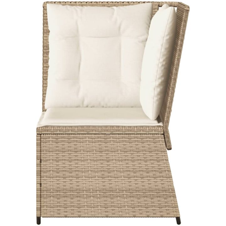 Soffa hörnsektion för trädgården med dynor beige konstrotting vidaXL – bild 4