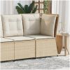 Soffa hörnsektion för trädgården med dynor beige konstrotting vidaXL – miniatyr 1