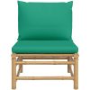 Soffa mittdel för trädgården med grön dyna bambu vidaXL – miniatyr 3