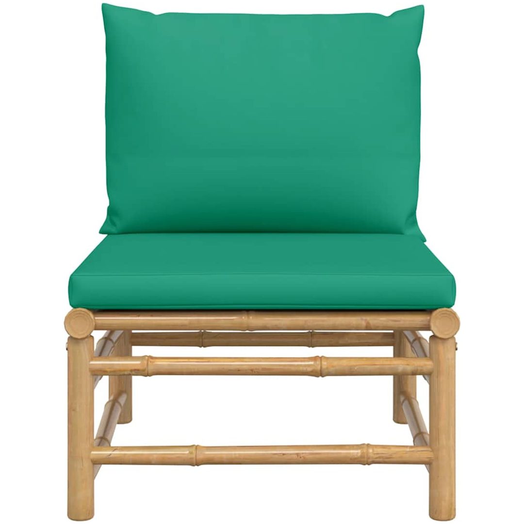 Soffa mittdel för trädgården med grön dyna bambu vidaXL – bild 3