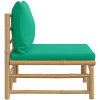 Soffa mittdel för trädgården med grön dyna bambu vidaXL – miniatyr 4