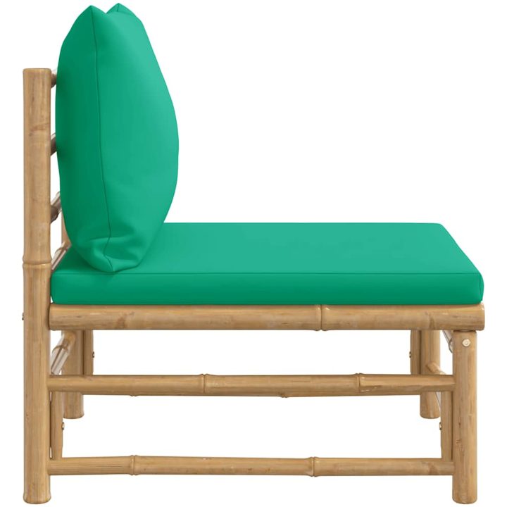 Soffa mittdel för trädgården med grön dyna bambu vidaXL – bild 4