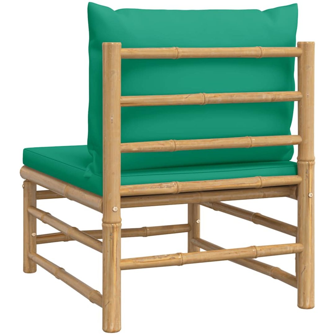 Soffa mittdel för trädgården med grön dyna bambu vidaXL – bild 5
