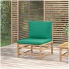 Soffa mittdel för trädgården med grön dyna bambu vidaXL – miniatyr 1