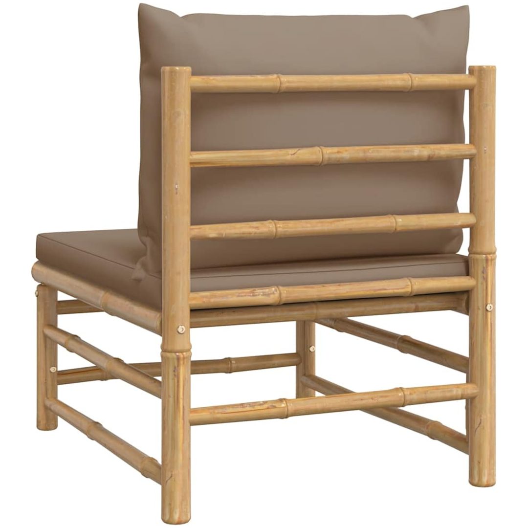 Soffa mittdel för trädgården med taupe dynor bambu vidaXL – bild 5