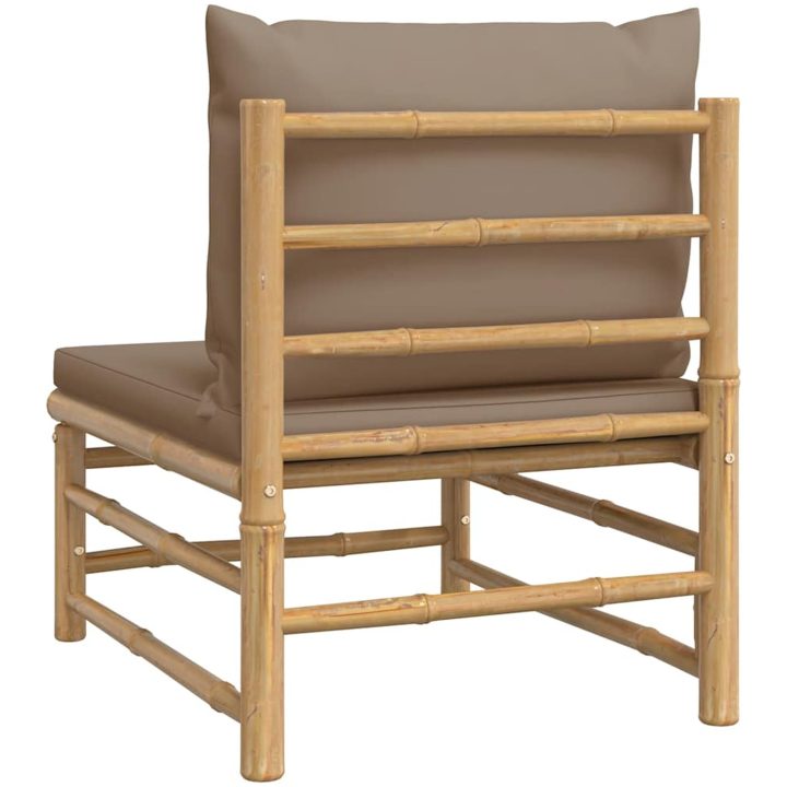 Soffa mittdel för trädgården med taupe dynor bambu vidaXL – bild 5