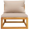 Soffa mittdel för trädgården med taupe dynor massivt akaciaträ vidaXL – miniatyr 3
