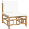 Soffa mittdel med gräddvita dynor bambu vidaXL – miniatyr 2