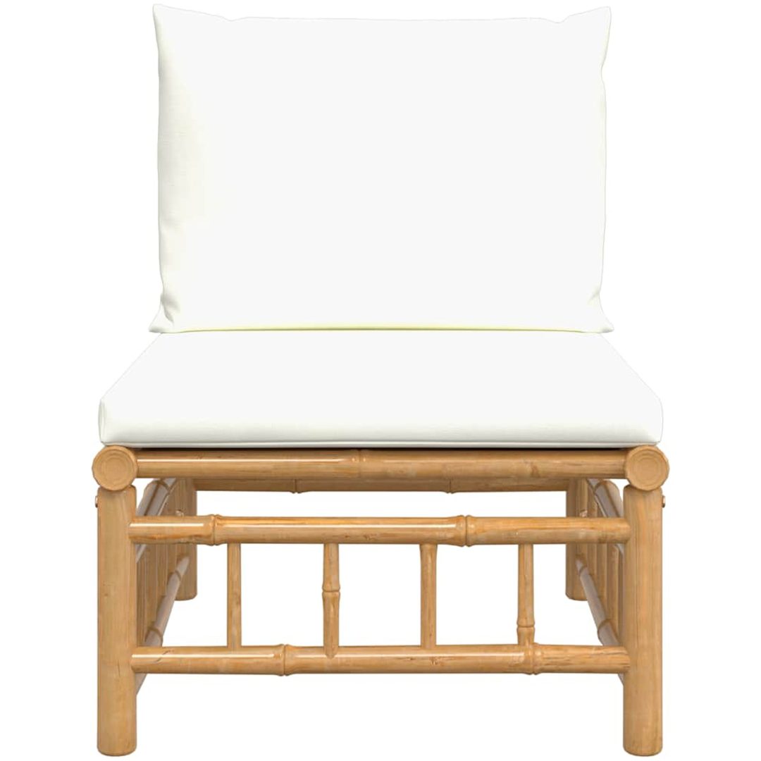 Soffa mittdel med gräddvita dynor bambu vidaXL – bild 3