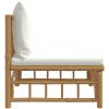 Soffa mittdel med gräddvita dynor bambu vidaXL – miniatyr 4