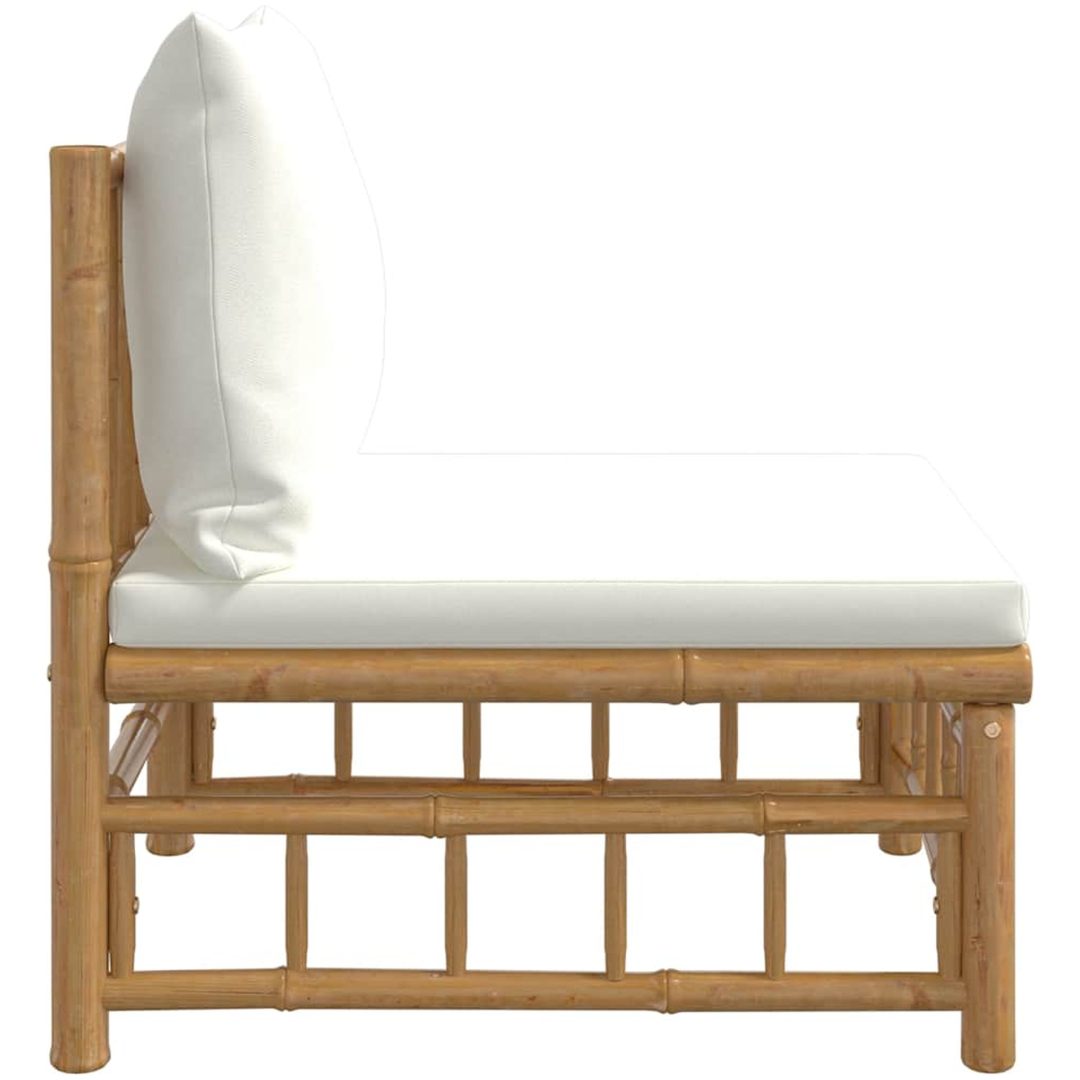 Soffa mittdel med gräddvita dynor bambu vidaXL – bild 4