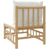 Soffa mittdel med gräddvita dynor bambu vidaXL – miniatyr 5
