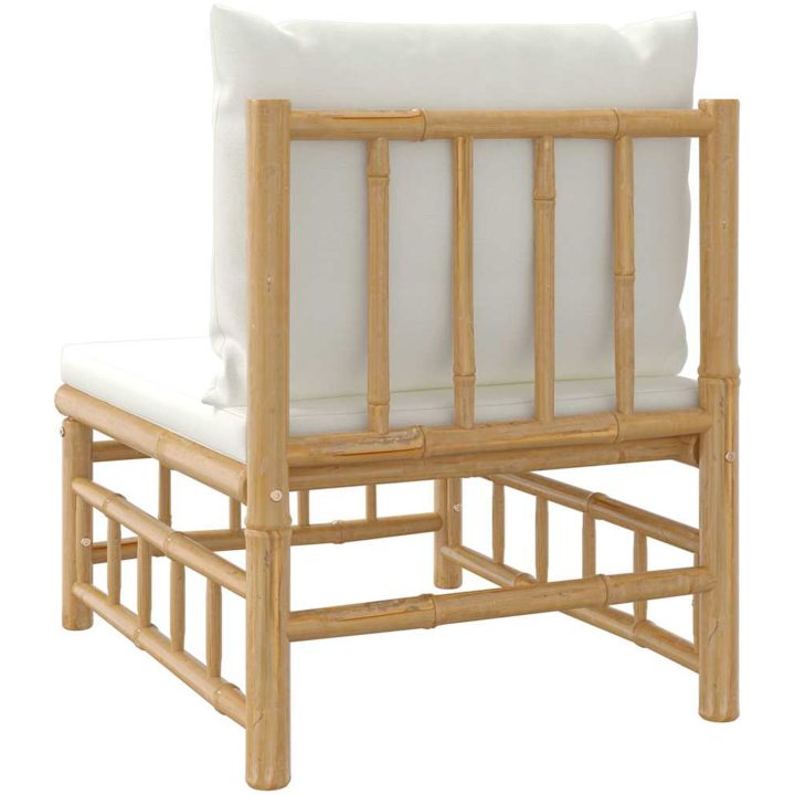 Soffa mittdel med gräddvita dynor bambu vidaXL – bild 5
