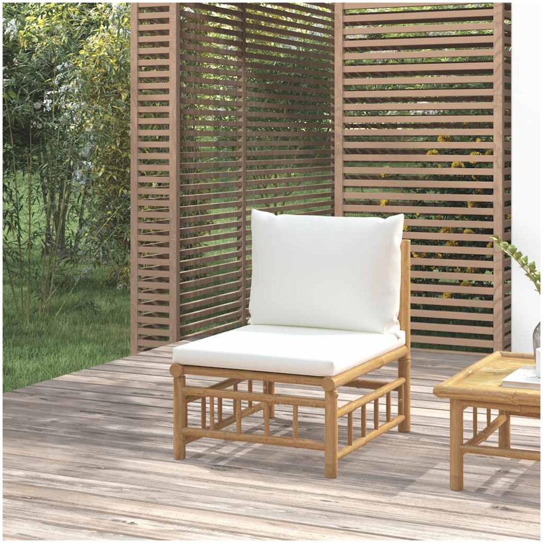 Soffa mittdel med gräddvita dynor bambu vidaXL