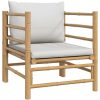 Soffa mittdel med ljusgråa dynor bambu vidaXL – miniatyr 2