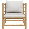 Soffa mittdel med ljusgråa dynor bambu vidaXL – miniatyr 3
