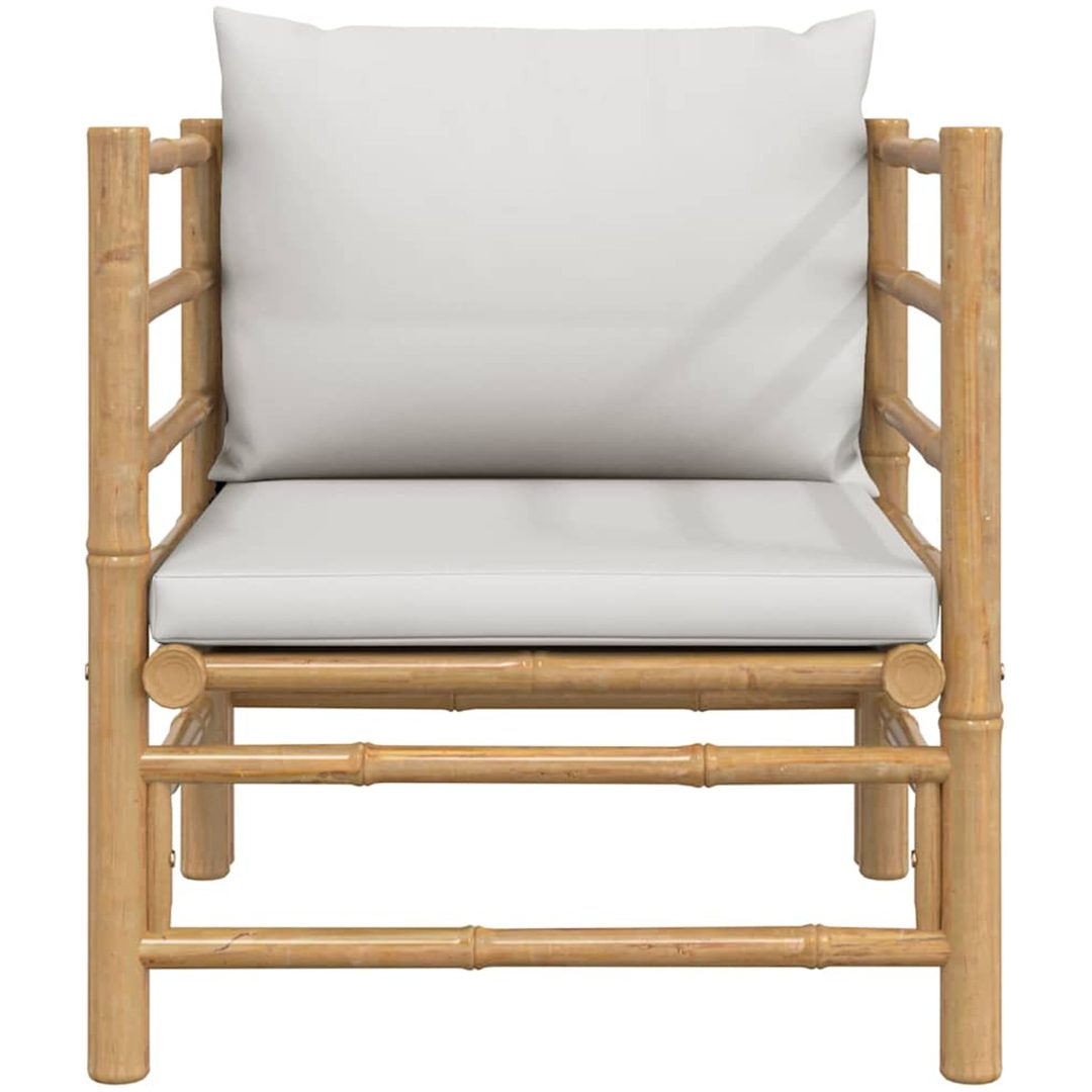 Soffa mittdel med ljusgråa dynor bambu vidaXL – bild 3