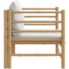 Soffa mittdel med ljusgråa dynor bambu vidaXL – miniatyr 4