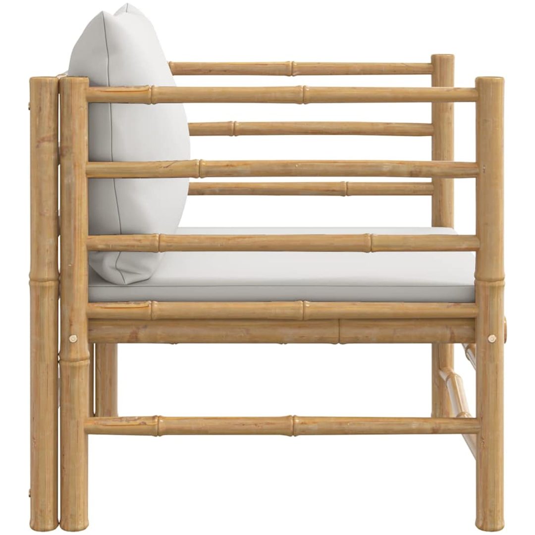 Soffa mittdel med ljusgråa dynor bambu vidaXL – bild 4