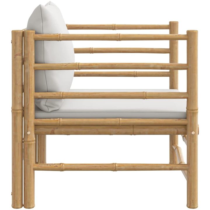 Soffa mittdel med ljusgråa dynor bambu vidaXL – bild 4