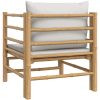 Soffa mittdel med ljusgråa dynor bambu vidaXL – miniatyr 5