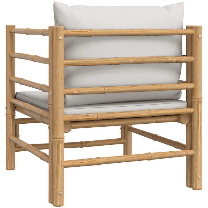 Soffa mittdel med ljusgråa dynor bambu vidaXL – bild 5