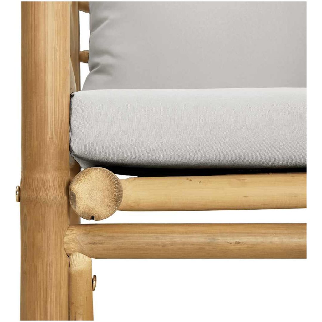 Soffa mittdel med ljusgråa dynor bambu vidaXL – bild 6