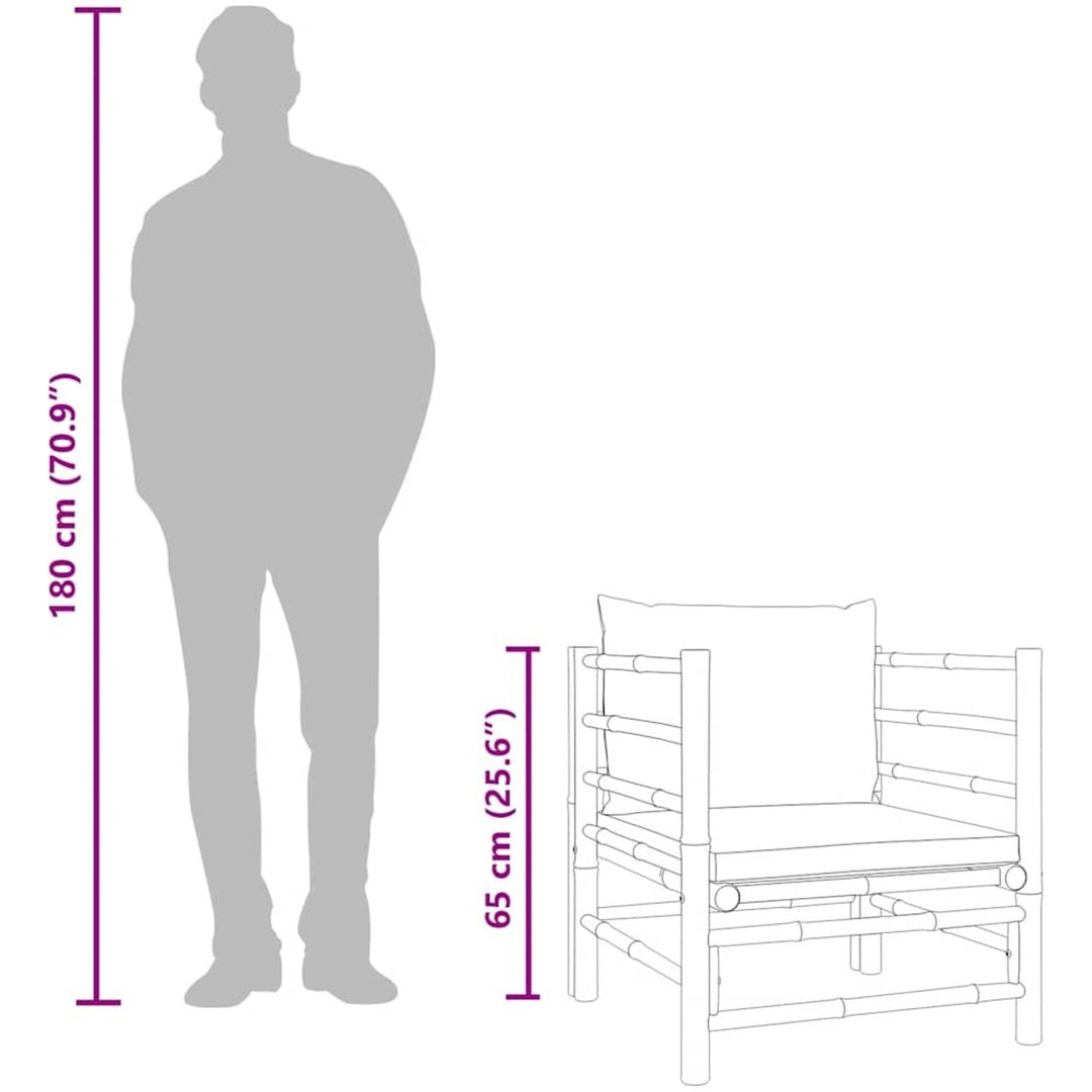 Soffa mittdel med ljusgråa dynor bambu vidaXL – bild 8