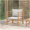 Soffa mittdel med ljusgråa dynor bambu vidaXL – miniatyr 1