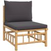 Soffa mittdel med mörkgråa dynor bambu vidaXL – miniatyr 2