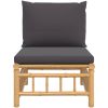 Soffa mittdel med mörkgråa dynor bambu vidaXL – miniatyr 3