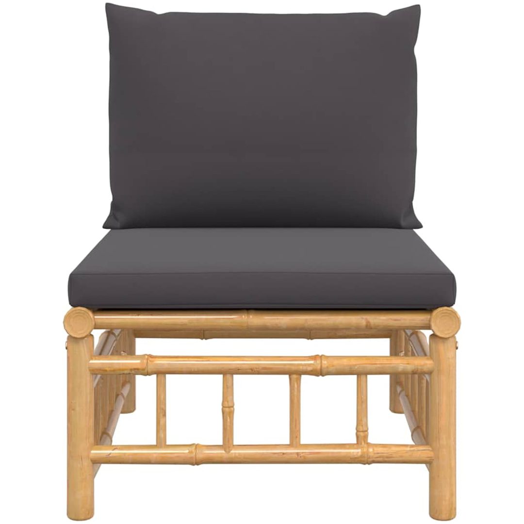 Soffa mittdel med mörkgråa dynor bambu vidaXL – bild 3