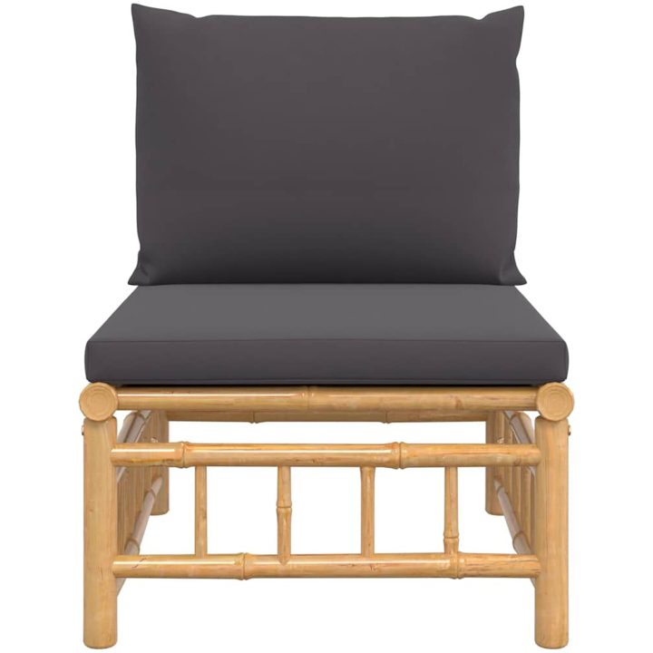 Soffa mittdel med mörkgråa dynor bambu vidaXL – bild 3