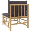 Soffa mittdel med mörkgråa dynor bambu vidaXL – miniatyr 5