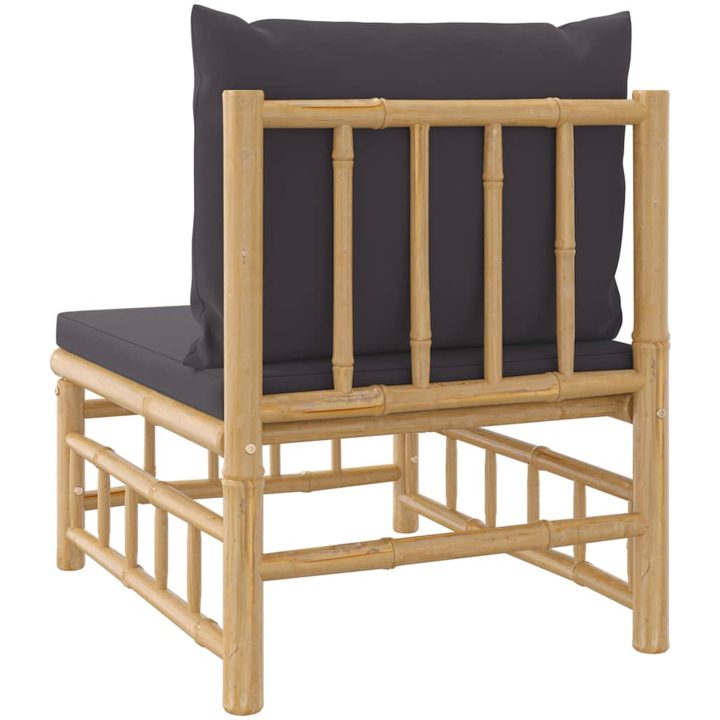 Soffa mittdel med mörkgråa dynor bambu vidaXL – bild 5