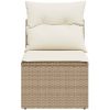Soffa utan armstöd för trädgården med dynor beige konstrotting vidaXL – miniatyr 4