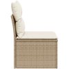Soffa utan armstöd för trädgården med dynor beige konstrotting vidaXL – miniatyr 5