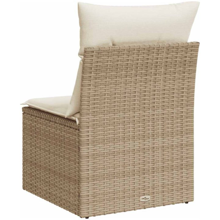 Soffa utan armstöd för trädgården med dynor beige konstrotting vidaXL – bild 6