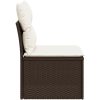 Soffa utan armstöd för trädgården med dynor brun konstrotting vidaXL – miniatyr 5