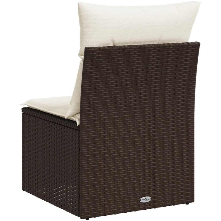 Soffa utan armstöd för trädgården med dynor brun konstrotting vidaXL – bild 6