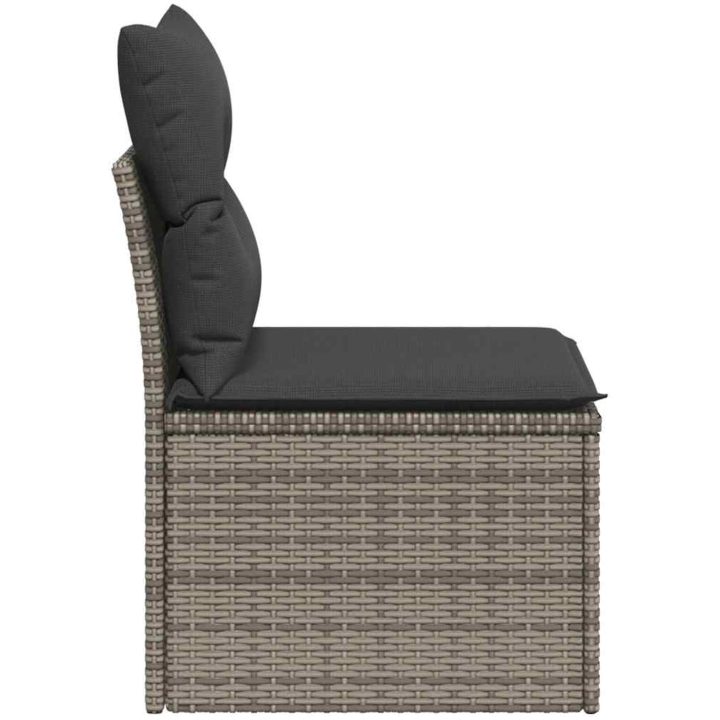 Soffa utan armstöd för trädgården med dynor grå konstrotting vidaXL – bild 5