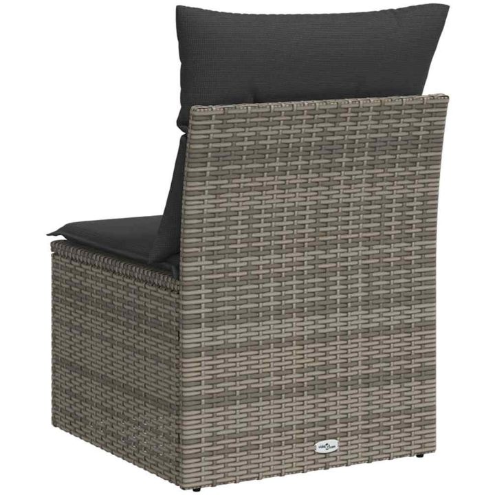 Soffa utan armstöd för trädgården med dynor grå konstrotting vidaXL – bild 6