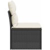 Soffa utan armstöd för trädgården med dynor svart konstrotting vidaXL – miniatyr 5