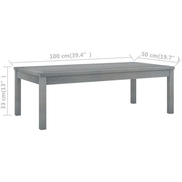 Soffbord 100x50x33 cm grått massivt akaciaträ vidaXL – bild 6