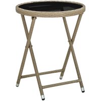 Soffbord beige 60 cm konstrotting och härdat glas vidaXL