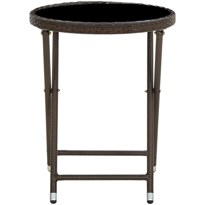 Soffbord brun 60 cm konstrotting och härdat glas vidaXL – bild 2