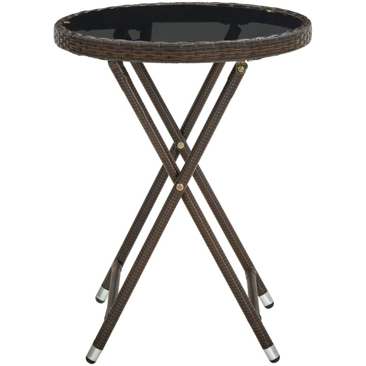 Soffbord brun 60 cm konstrotting och härdat glas vidaXL – bild 3